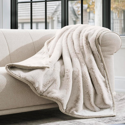 Ultra Soft Luxury Fluffy Mink Faux Fur Throw Blanket, Thick Warm Fall Winter Blankets for Bed