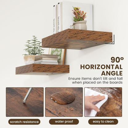 Deep Floating Shelves for Wall | 16 Inch Wide x 12 Inch Deep Floating Shelves Set of 2 | Rustic