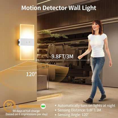 Motion Sensor Rechargeable Light, White LED Closet Light with USB-C Charging, Magnetic Mount, Auto