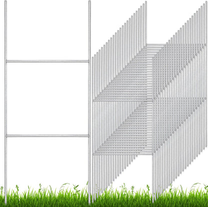 60 Pcs H Stakes for Yard Signs 24'' x 10'' Metal Heavy Duty H Frame Lawn Wire Stakes Weatherproof