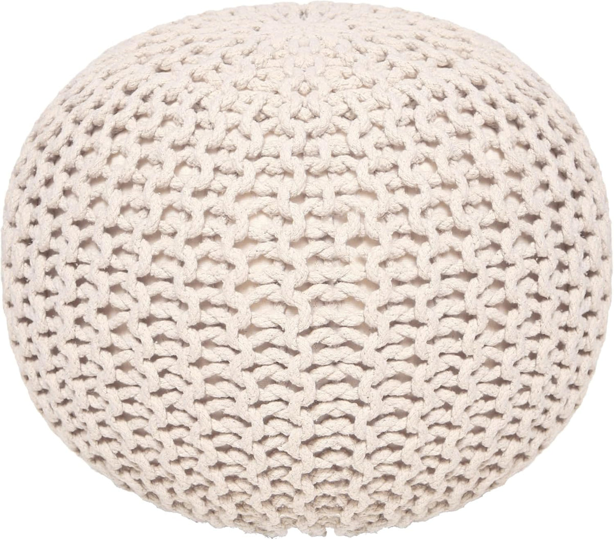REDEARTH Round Pouf Ottoman - Cable Knitted Boho Poof - Home Décor Cord Pouffe Handmade Circular