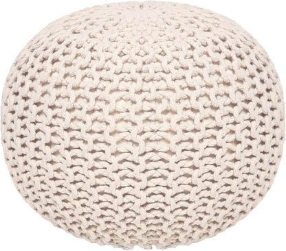 REDEARTH Round Pouf Ottoman - Cable Knitted Boho Poof - Home Décor Cord Pouffe Handmade Circular