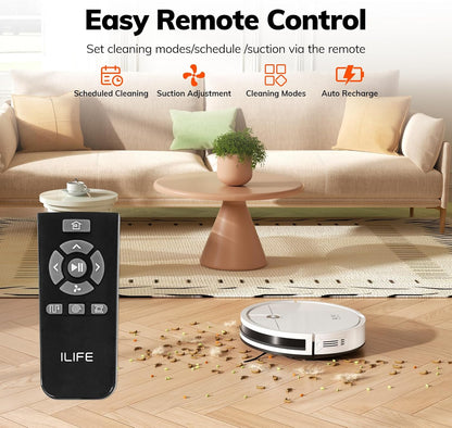 ILIFE V2 Robot Vacuum Cleaner, Tangle-Free Suction, 120 Mins Runtime, Slim, Self-Charging Robotic