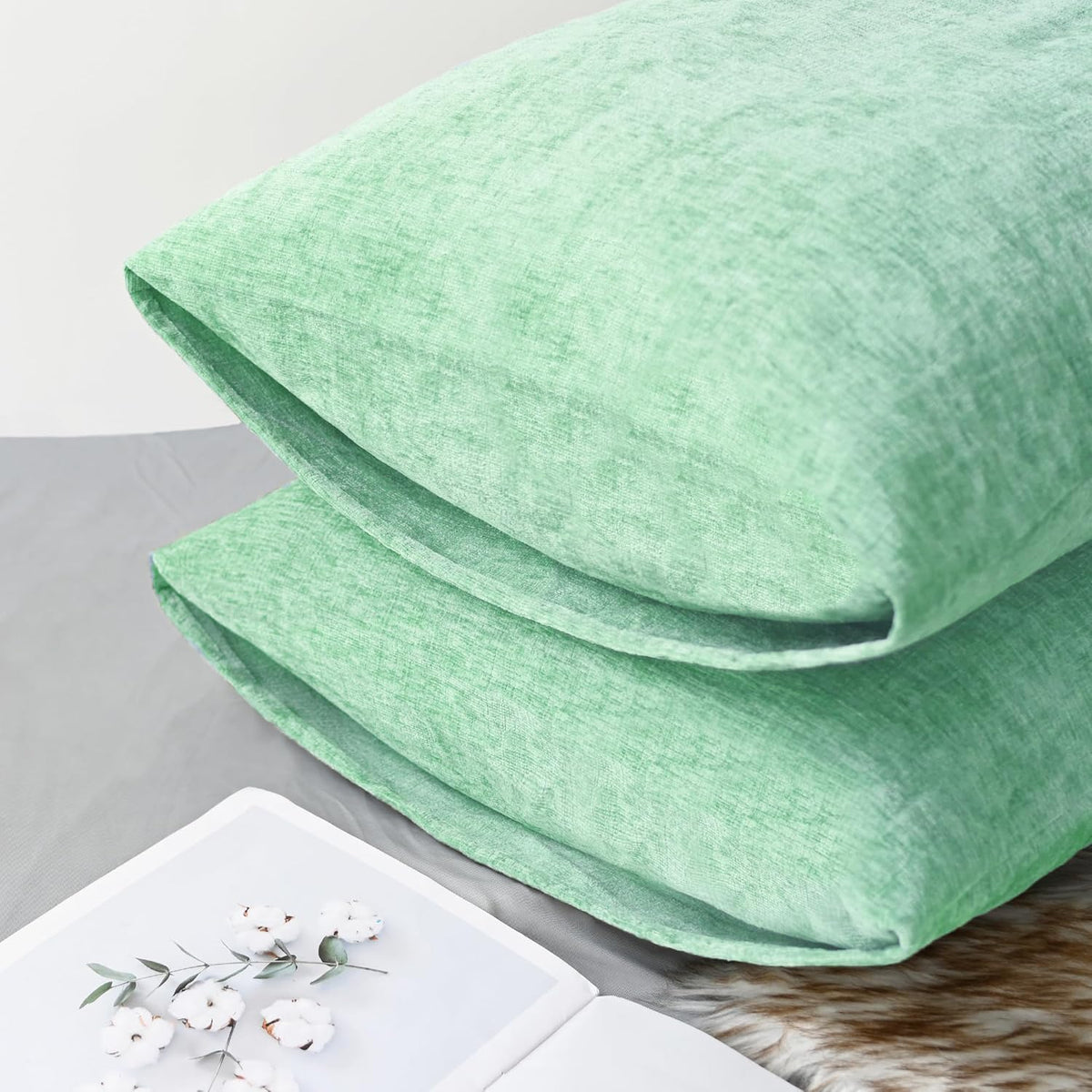 CaliTime Throw Pillow Covers Decorative 20 X 26 Inches Pack of 2 Cozy Chenille Standard Pillow