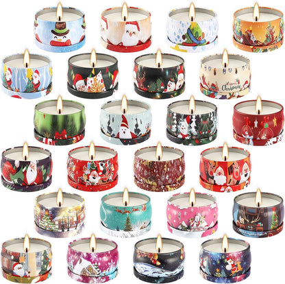 24 Pack Christmas Scented Candles Set for Home, Relaxing Stress Relief, Aromatherapy - Natural Soy
