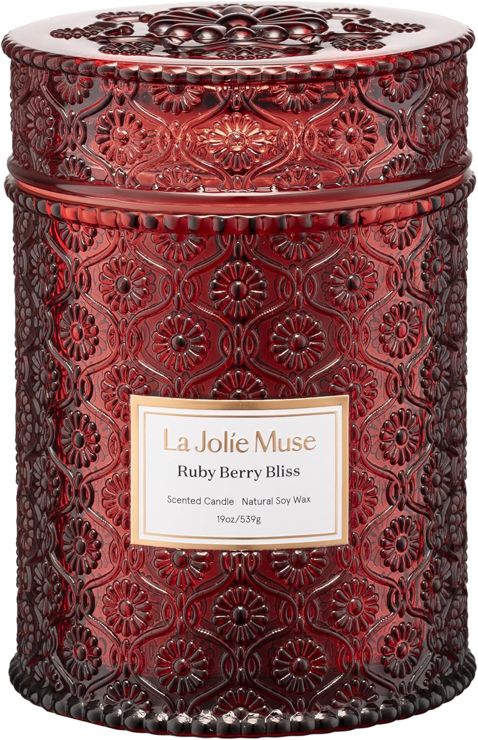 LA JOLIE MUSE Ruby Berry Bliss Scented Candle – Mandarin, Cranberry & Plum | 19 oz Festive Fall