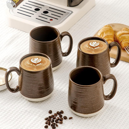 Hasense Porcelain Coffee Mugs Set of 4-15 Ounce Large Ceramic Coffee Cups Set with Handle for