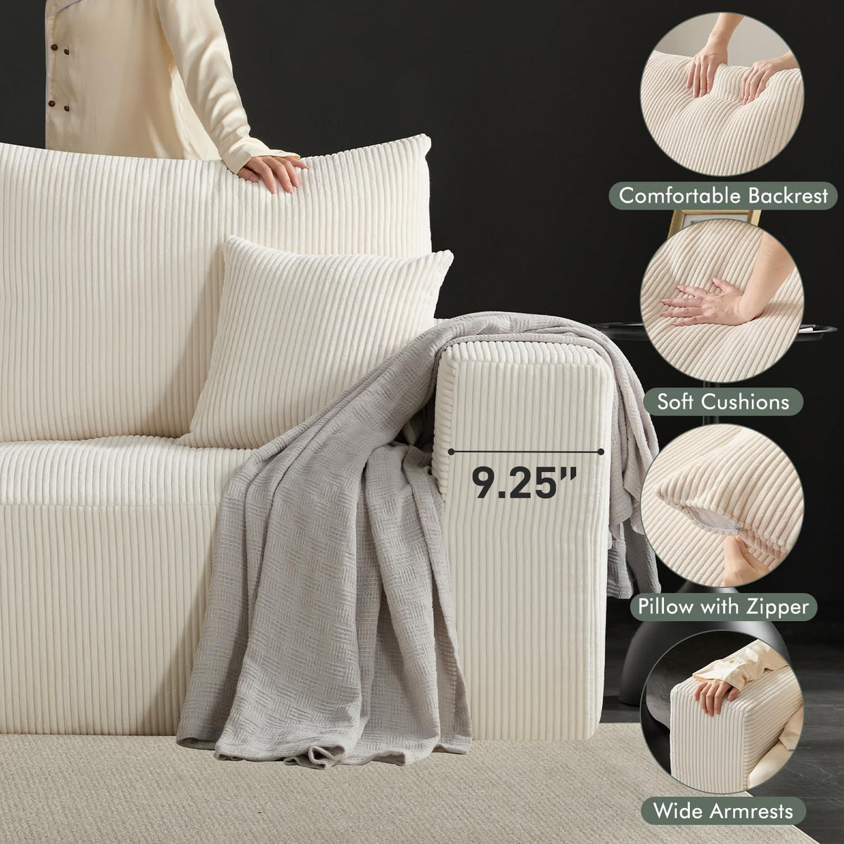 Boneless Sectional Cloud Couch Sofa Bed for Living Room, 112" Modular Modern Lounge 3 Seater