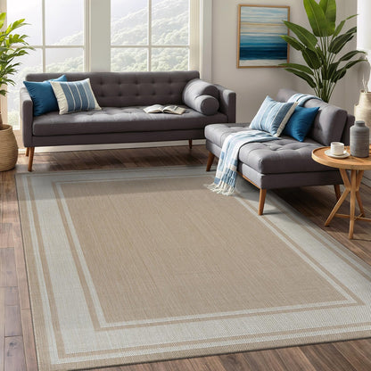 Beverly Rug Large Outdoor Rug 10x14 Modern Bordered Area Rugs for Indoor and Outdoor Patio Deck