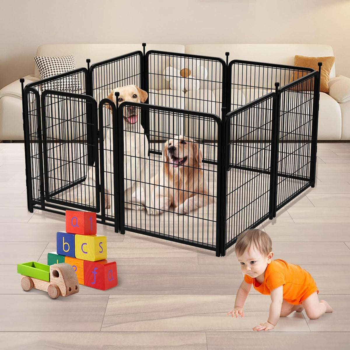 Outdoor Dog Playpen 40inch 14 Panels, Puppy Playpen Indoors, Metal Dog Pen Heavy Duty Pet Puppy