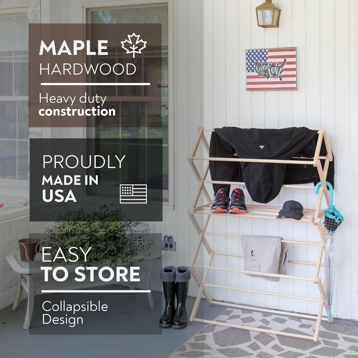 Pennsylvania Woodworks Clothes Drying Rack: Solid Maple Hard Wood Laundry Rack for Sweaters
