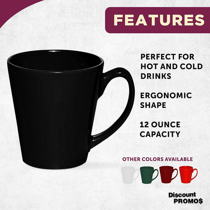 DISCOUNT PROMOS Glossy Ceramic Latte Coffee Mug 12 oz. Set of 10, Bulk Pack - Perfect for Tea