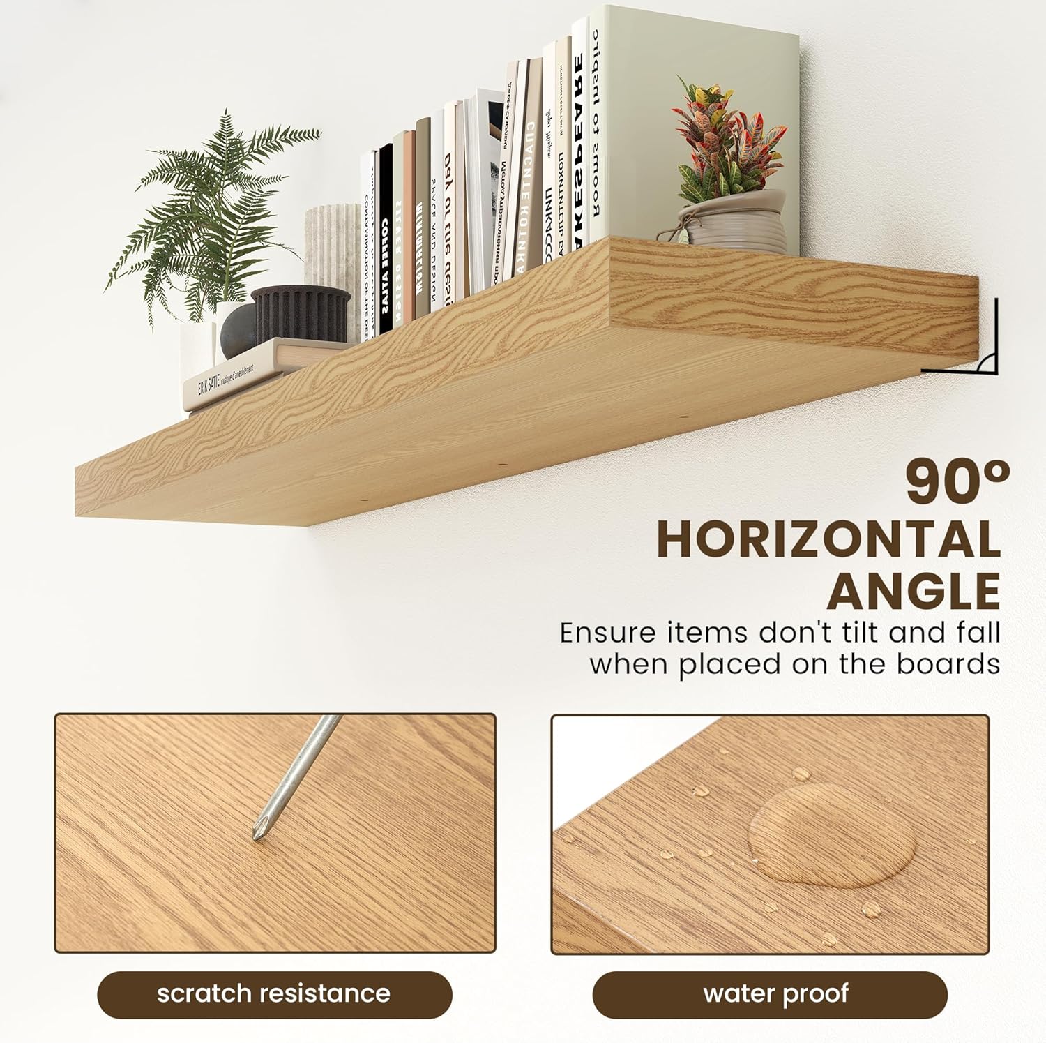 Deep Floating Shelves for Wall - 55 Inch Wide x 12 Inch Deep Wall Shelves Set of 1 - Rustic Oak