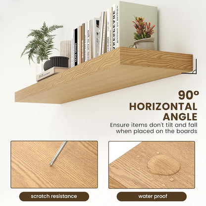 Deep Floating Shelves for Wall - 55 Inch Wide x 12 Inch Deep Wall Shelves Set of 1 - Rustic Oak