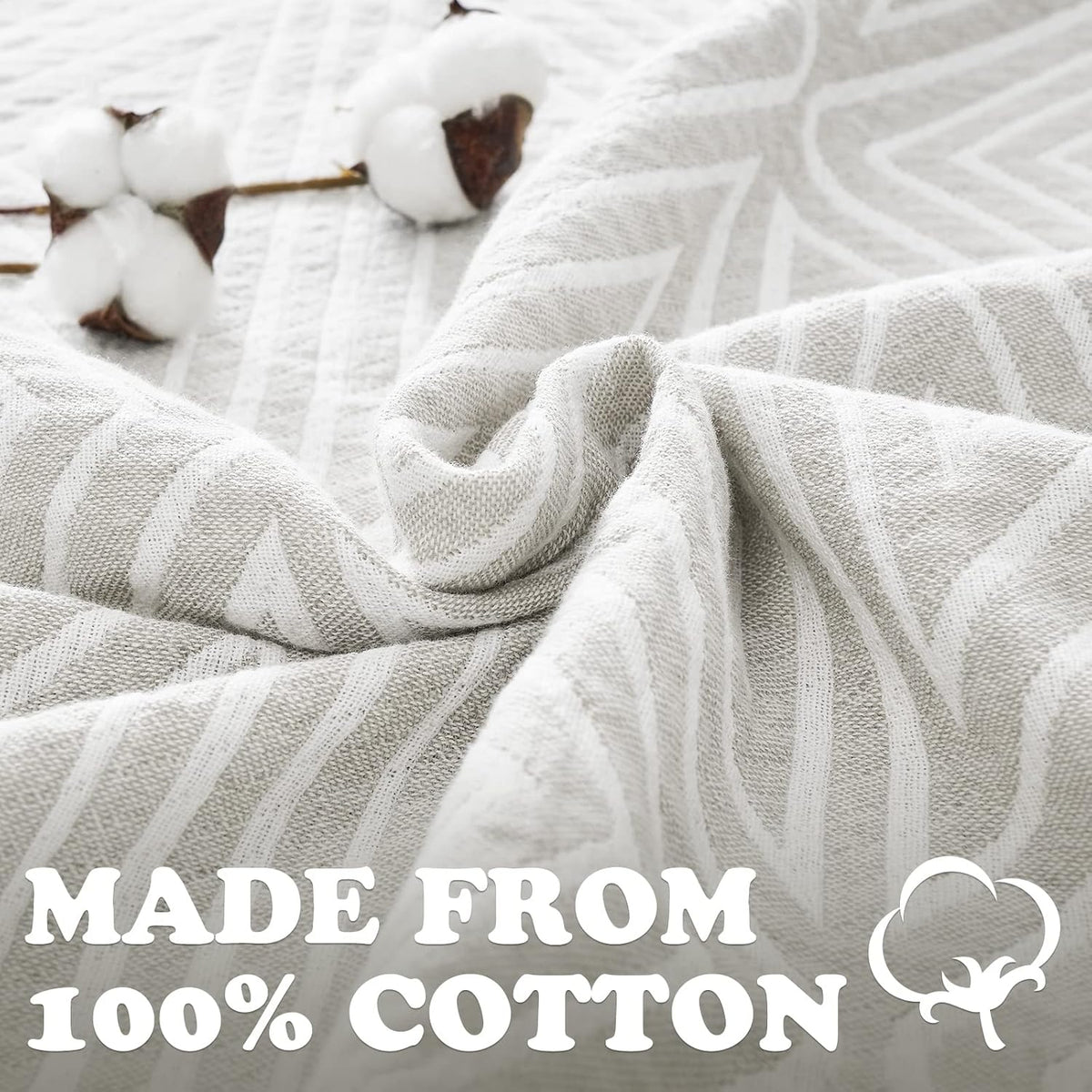 jinchan Boho 100% Cotton Blanket Muslin Twin Size 60x80 Inches Lightweight 3-Layer Geometric