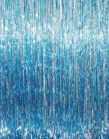 GOER 3.2 ft x 8.2 ft Metallic Tinsel Foil Fringe Curtains Party Photo Backdrop Party Streamers for