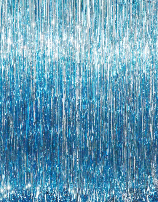 GOER 3.2 ft x 8.2 ft Metallic Tinsel Foil Fringe Curtains Party Photo Backdrop Party Streamers for