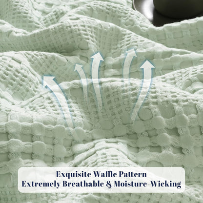 PHF Cooling Waffle Blanket Queen Size, Lightweight 60% Rayon Derived from Bamboo & 40% Cotton