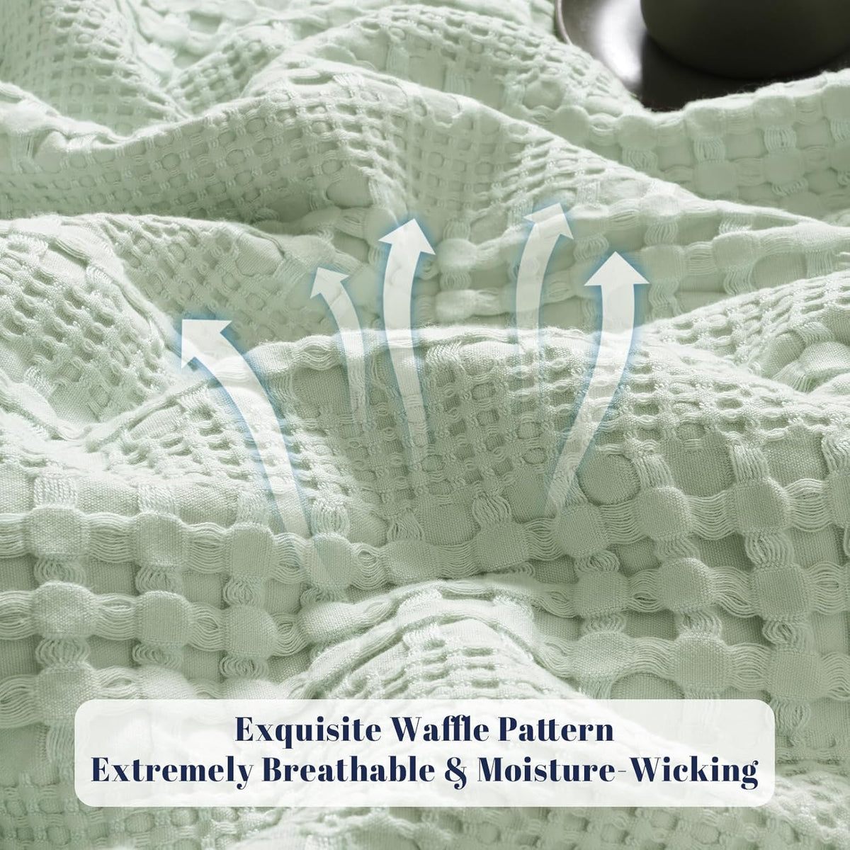 PHF Cooling Waffle Blanket King Size, Lightweight 60% Rayon Derived Bamboo & 40% Cotton Breathable