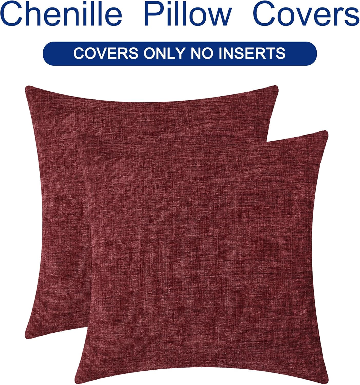 CaliTime Throw Pillow Covers Decorative 26 X 26 Inches Pack of 2 Cozy Chenille Cushion Cases for