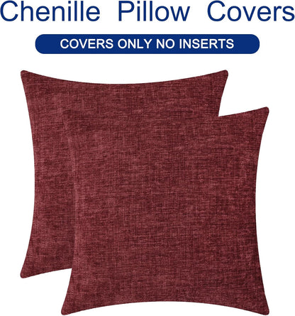 CaliTime Throw Pillow Covers Decorative 16 X 16 Inches Pack of 2 Cozy Chenille Cushion Cases for