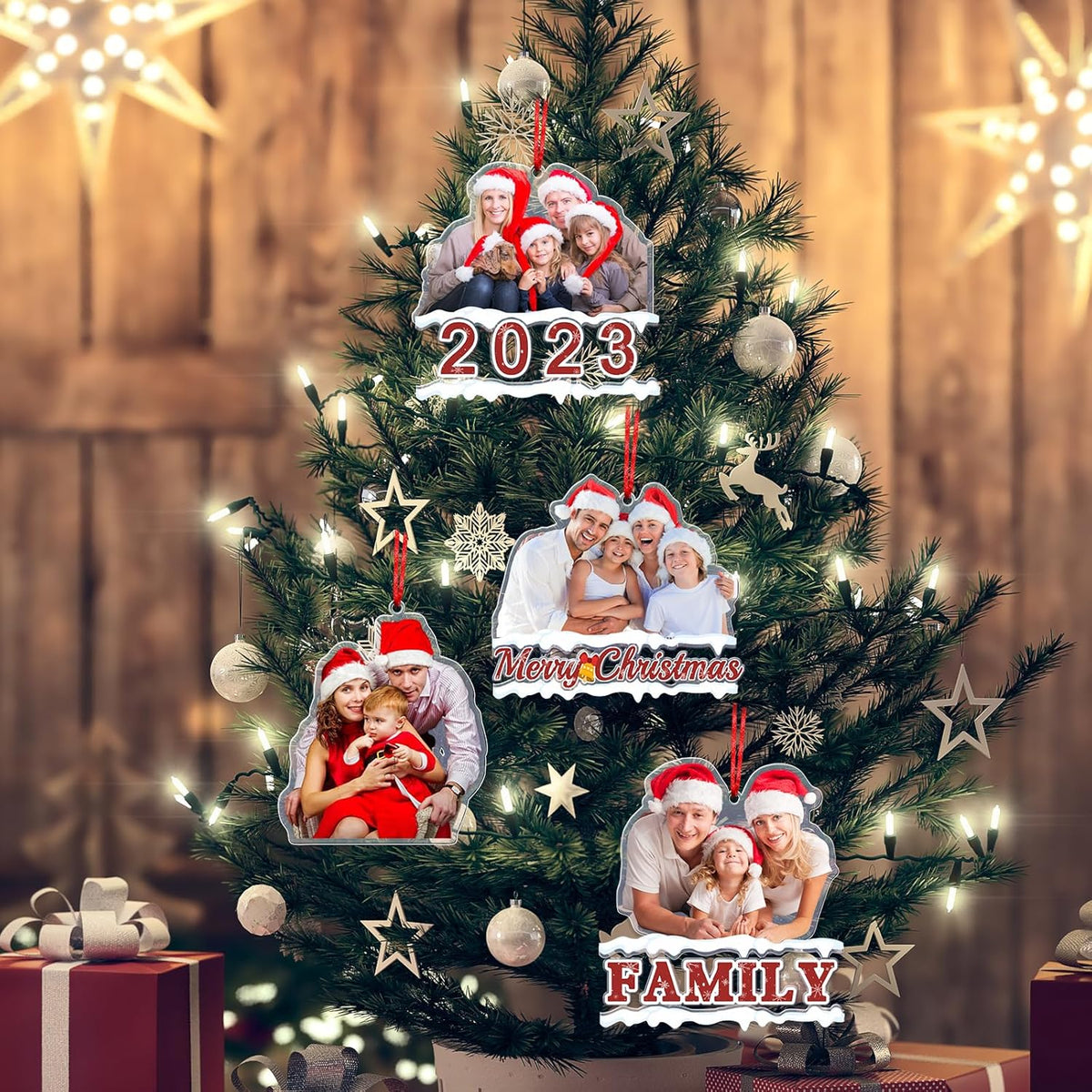Amlion Personalized Your Photo Ornament,Custom Photo Ornament with Text Customized Acrylic Family