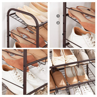 SONGMICS 3-Tier Stackable Metal Shoe Rack, Holds Up to 12 Pairs of Shoes