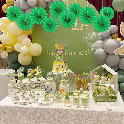 Green Party Decorations,Green Paper Decorations for Party,Tennis Party Decorations Party Paper Fans