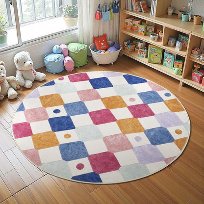 jinchan Round Rug 5ft Kids Washable Rug Indoor Floor Cover Non-Slip Soft Elementary School