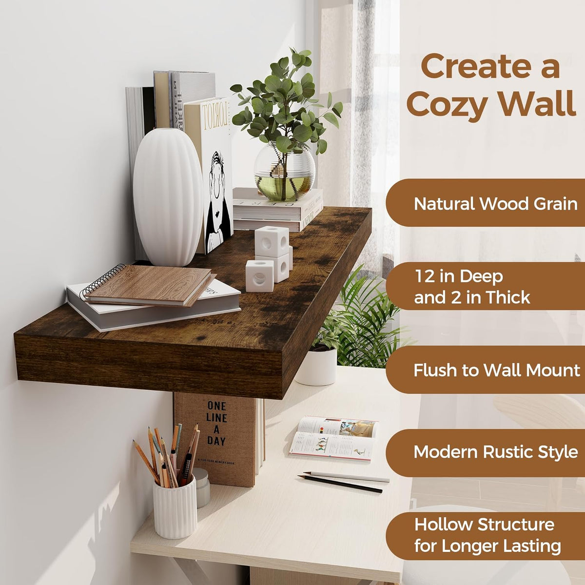 Floating Shelves 36 Inch Long, 12 Inch Deep Floating Shelves for Wall, 36 x 12 Shelves for Wall