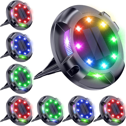 Biling Solar Pathway Lights - 8 Pack Multi Color Outdoor Uplight Sidelight Ground Lights for Yard
