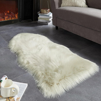 AMTOVO Faux Fur Rug, Light Grey Area Rug, Fluffy Sheepskin Rug, Fuzzy Ultra Soft 2 x 4 ft Shag Rugs