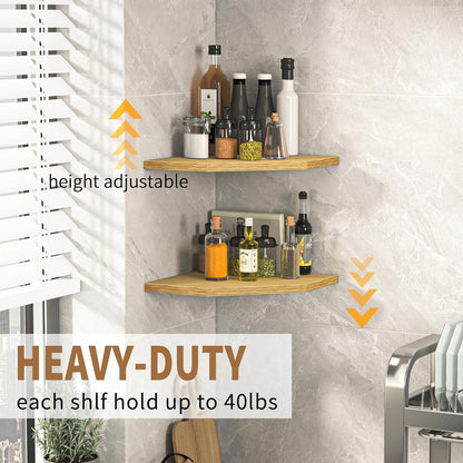 Corner Shelf Wall Mount, Corner Floating Shelves, Set of 4 Corner Wall Shelf Organizer, Rustic Wood