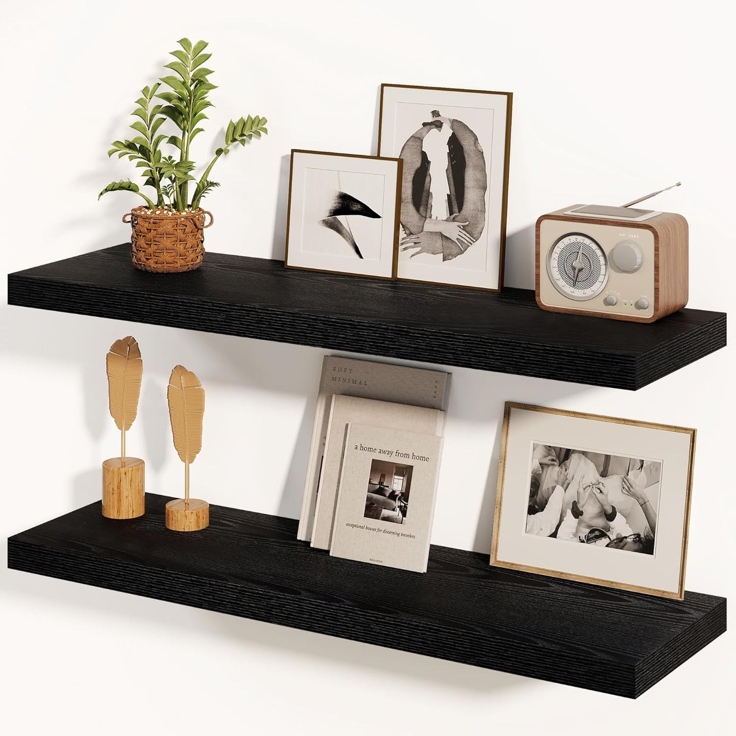 Fun Memories Black Floating Shelves 36 Inch Long, 8 Inch Deep Floating Shelf for Wall, 36" W x 8" D