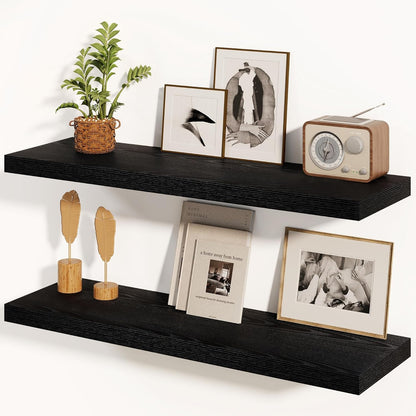 Fun Memories Black Floating Shelves 36 Inch Long, 8 Inch Deep Floating Shelf for Wall, 36" W x 8" D