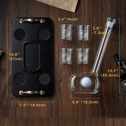 Golf Whiskey Decanter Set with 4 Golf Ball Shot Glasses, Unique Golf Gifts for Men Women, 750ml