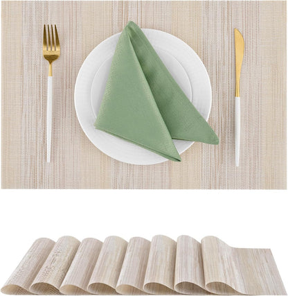 Leetaltree Lightsteel Beige with Yellow Placemats Set of 8 - Heat Resistant Non-Slip Place mats for