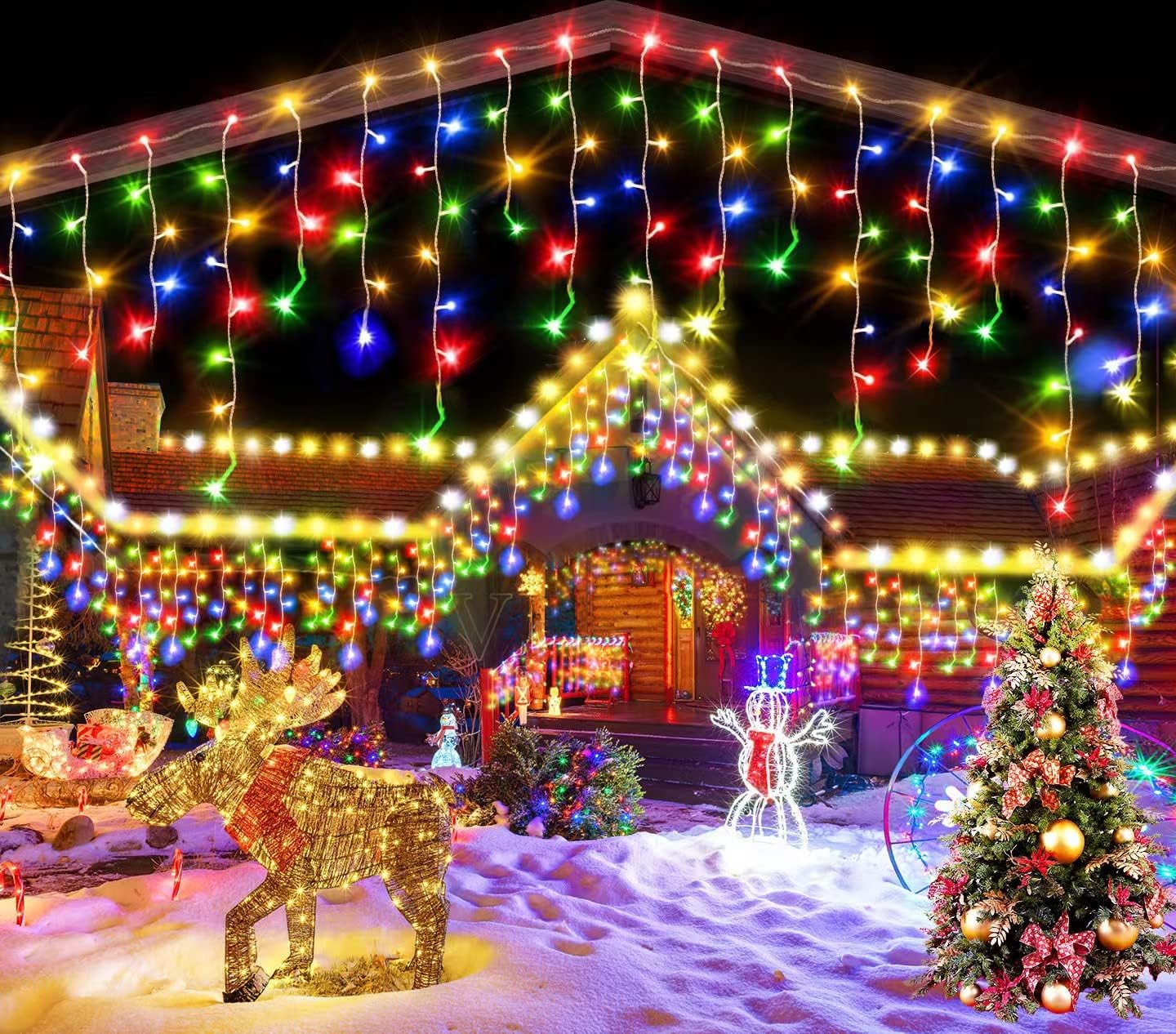 YEGUO 33ft 400 LED Icicle Christmas Lights Outdoor Waterproof, 80 DropsIcicle Light Indoor, 8 Modes