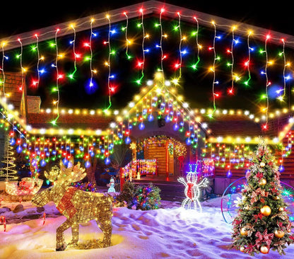 YEGUO 33ft 400 LED Icicle Christmas Lights Outdoor Waterproof, 80 DropsIcicle Light Indoor, 8 Modes