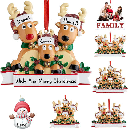 Personalized Deer Christmas Ornaments 2025 Family of 2,3,4,5,6,7,8 Custom Name Reindeer Xmas