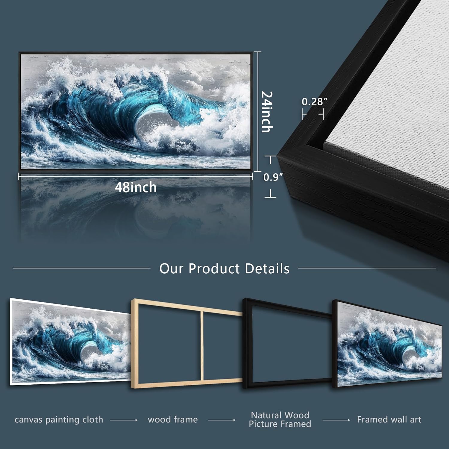 PHAOHUAXM Large Canvas Wall Art For Living Room Wall Decor For Bedroom Ocean Inspiration Wall