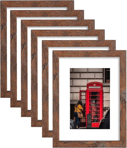 11x14 Picture Frame Set of 6, Display Pictures 8x10 with Mat or 11x14 Without Mat for Wall