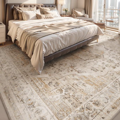 AMOAMI-3X5 Area Rug-Soft Washable Vintage Throw Accent Rugs for Living Room, Entryway, Bedroom
