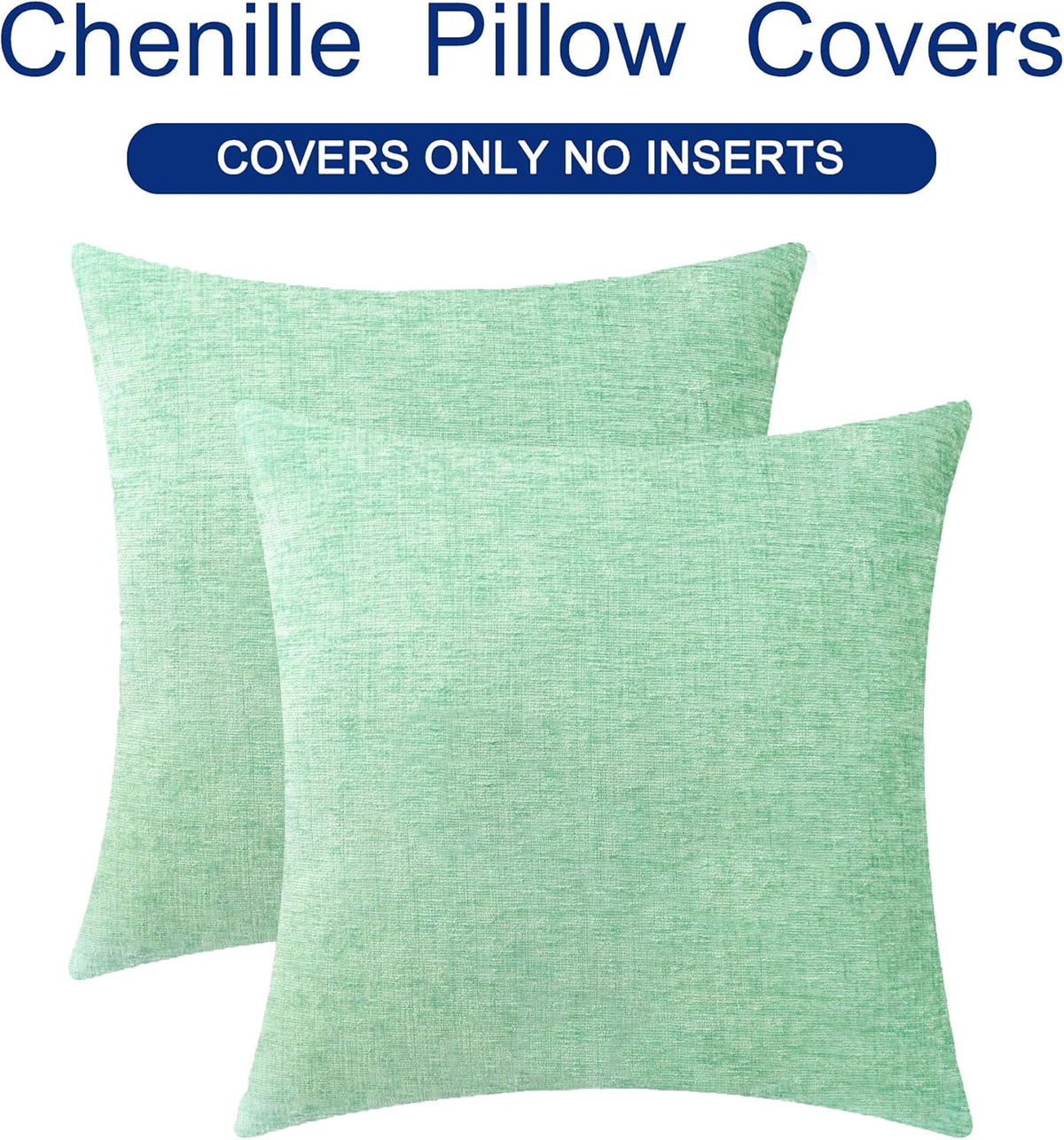 CaliTime Throw Pillow Covers Decorative 24 X 24 Inches Pack of 2 Cozy Chenille Cushion Cases for