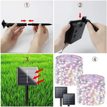 Solar String Lights Outdoor, 2 Pack Total 80FT 200 LED Solar Christmas Twinkle Lights Outside