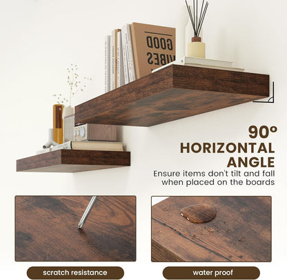 12 Inch Deep Floating Shelves for Wall | 30 Inch Floating Shelves Set of 2 | Rustic Wood Shelves