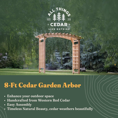 All Things Cedar 8-Foot Pagoda Arbor Garden Arch Trellis for Climbing Plants, Transform Garden or