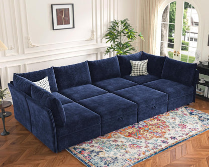 136.4" Oversized Modular Sectional Sleeper Sofa Bed, U Shaped Convertible Couch with Movable