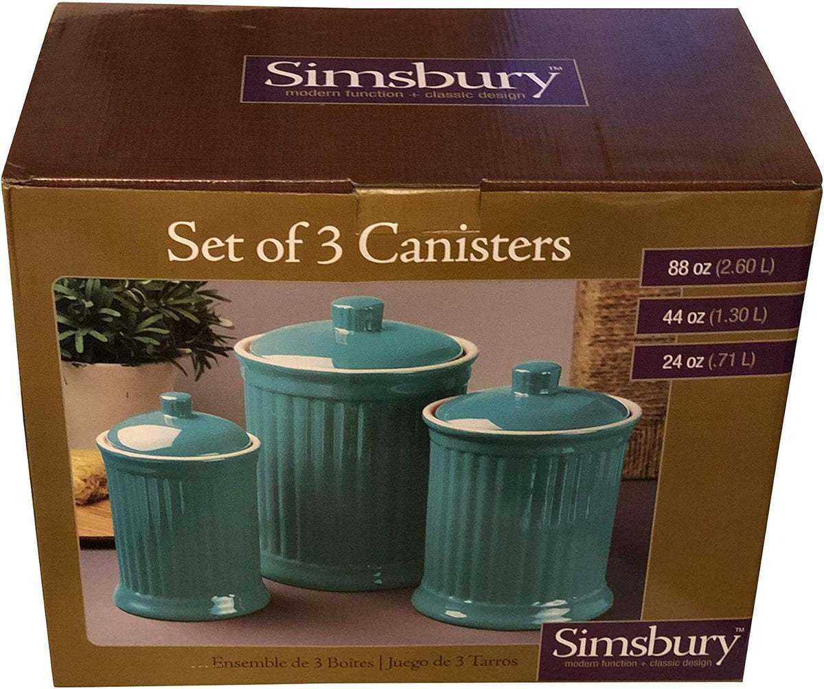Omniware Simsbury 3-Piece Canister Set - Stoneware Kitchen Storage with Silicone-Sealed Lids