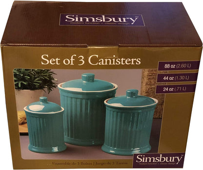 Omniware Simsbury 3-Piece Canister Set - Stoneware Kitchen Storage with Silicone-Sealed Lids